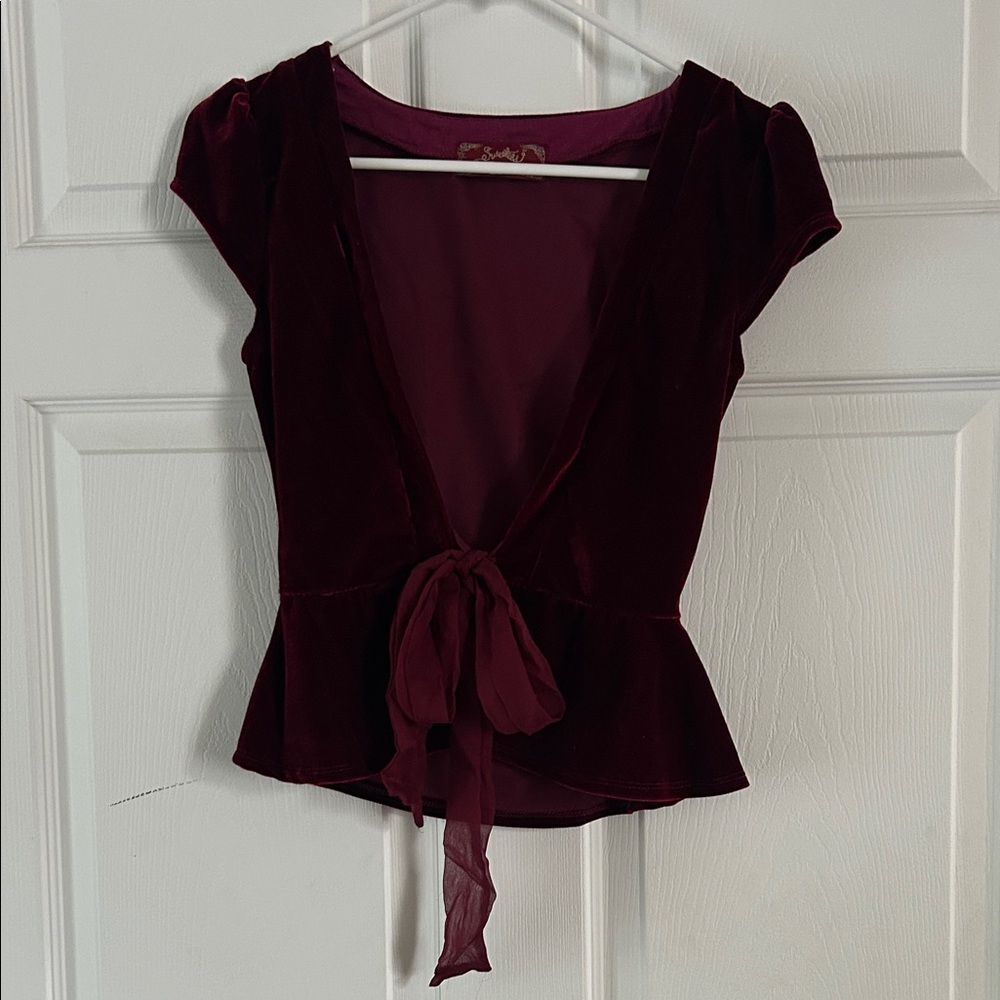 Sweetees Burgundy Velvet Kids Blouse